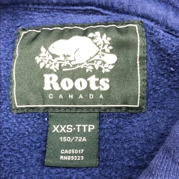 🦫Roots Hoodie with Chenille Patch - Women’s XXS - Blue/Mustard- Yellow - Picture 2 of 15